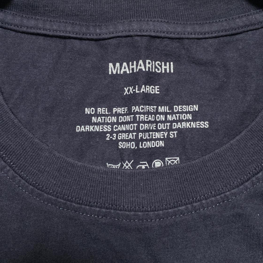 Maharishi Navy and White Baggy T Shirt (2XL)