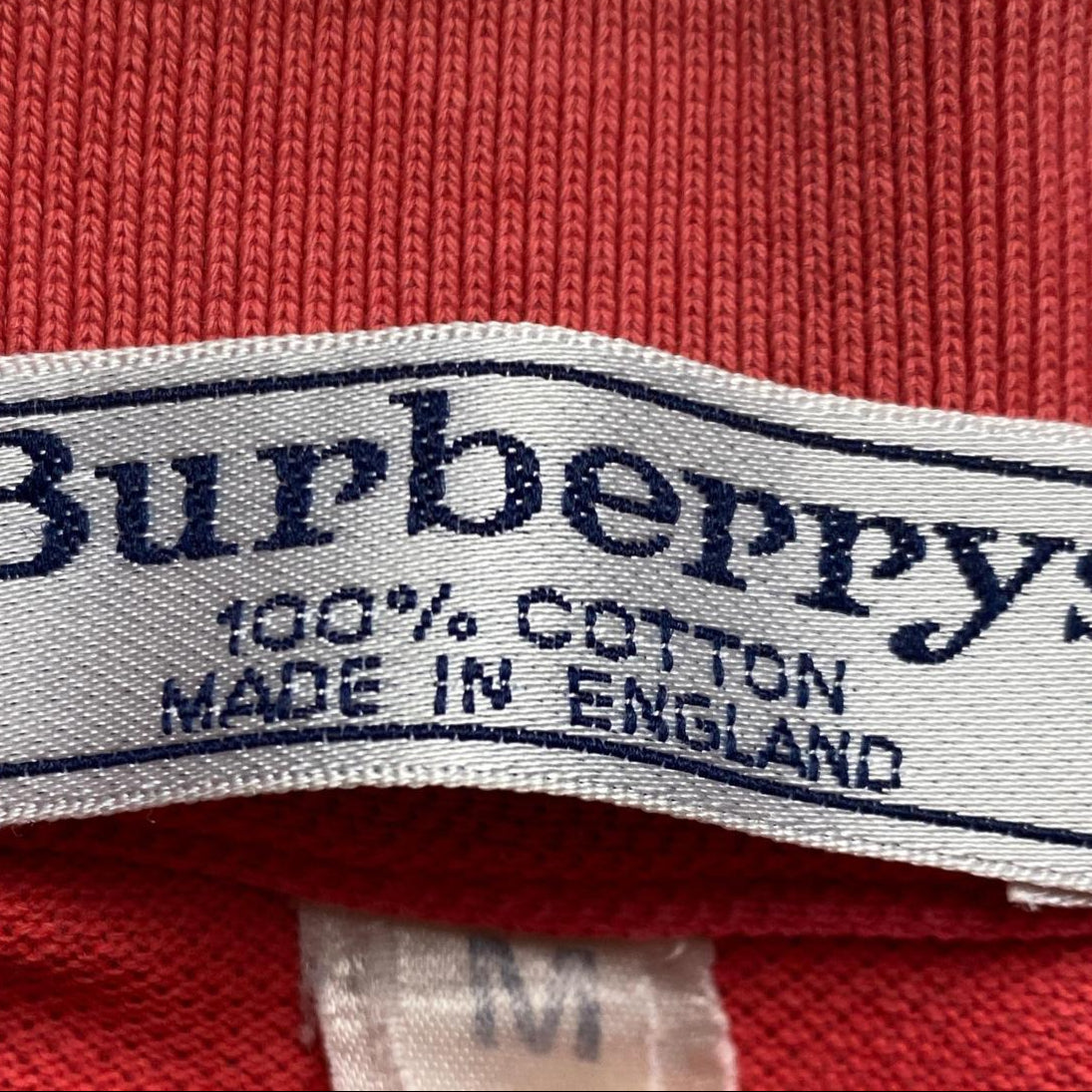 Burberrys Burberry Vintage Salmon Pink and Cream Polo Shirt (M)