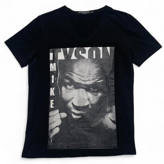 Dolce and Gabbana Black and White Mike Tyson Picture Graphic Womens T Shirt (XL)