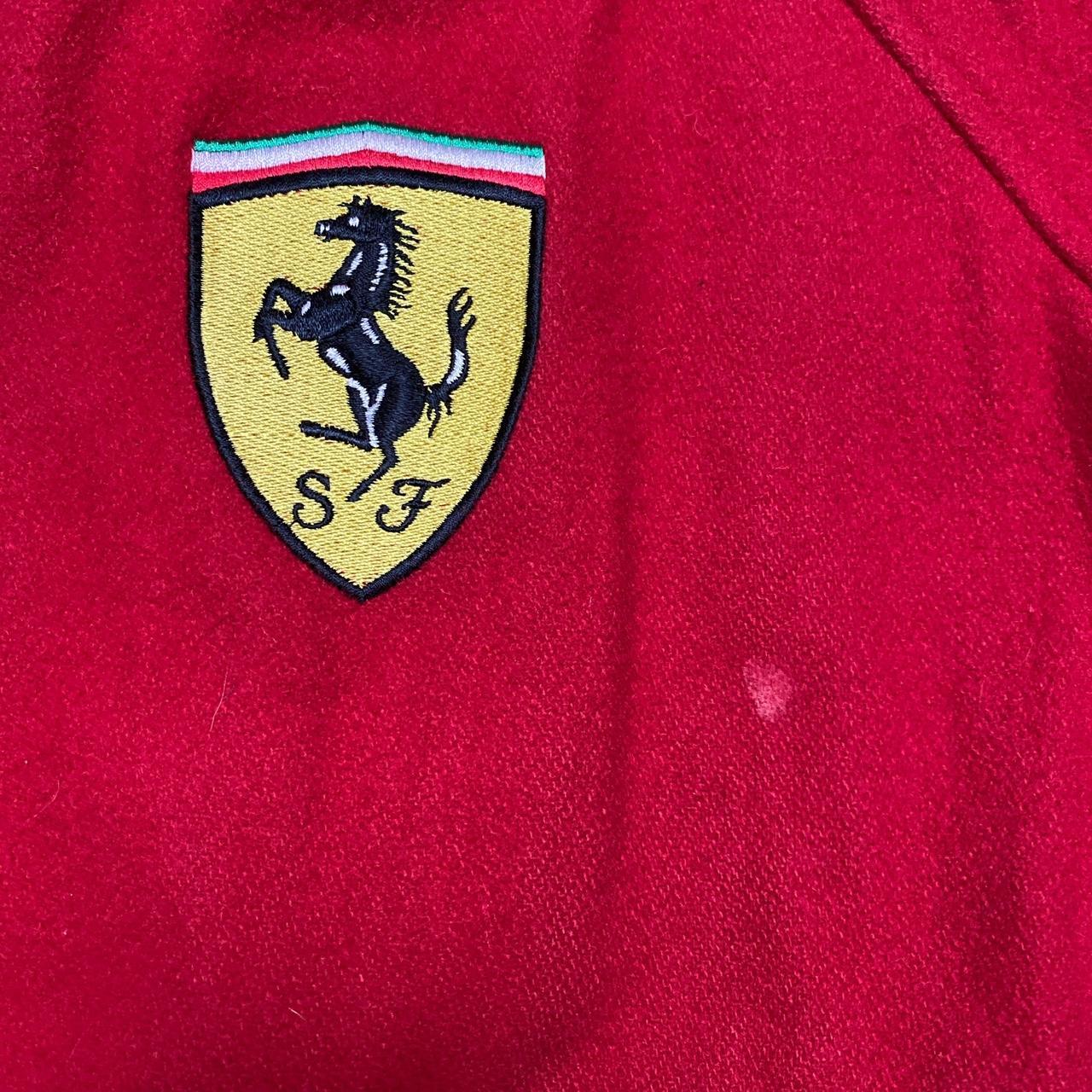 Ferrari Vintage 90’s y2k Leather Trim Cotton Bomber Varsity Jacket Red and Yellow Embroidery (S)