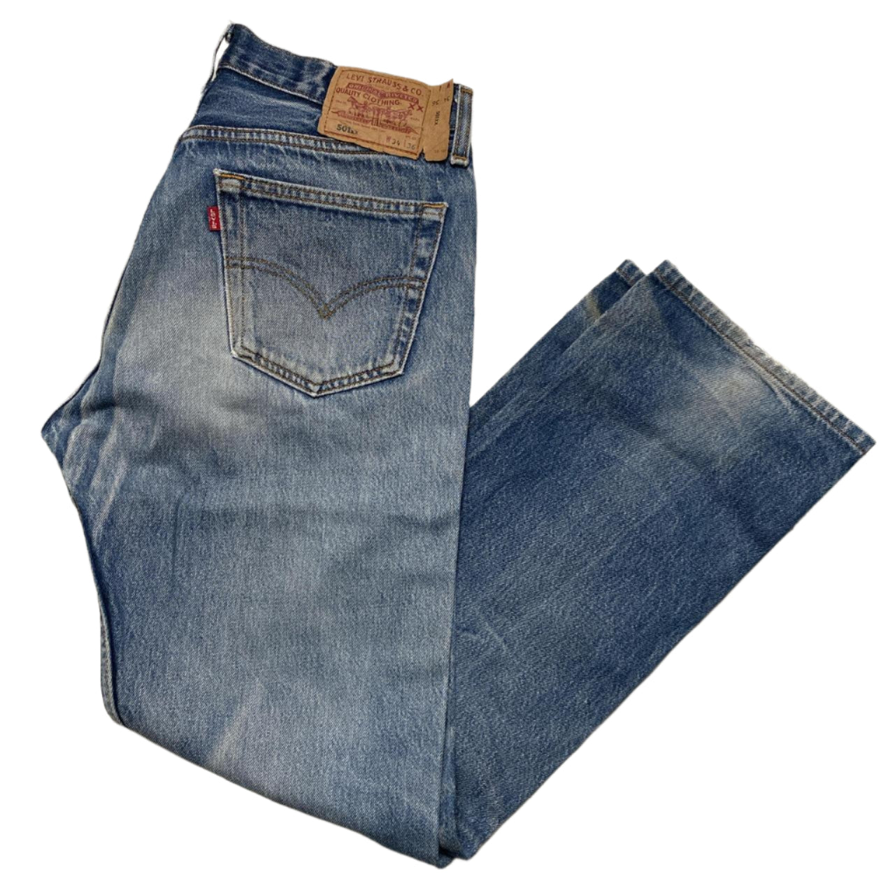 Levis 501 XX Light Blue Distressed Vintage Baggy Jeans (34W)