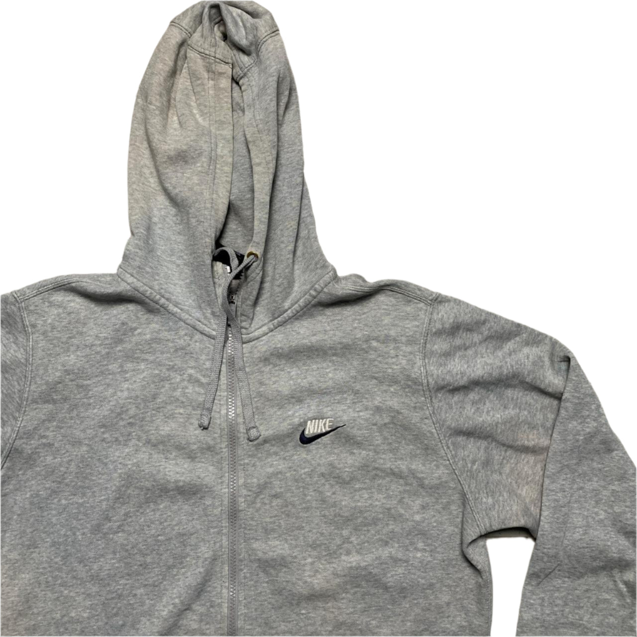 Nike Grey and White Swoosh Zip Up Hoodie (M)