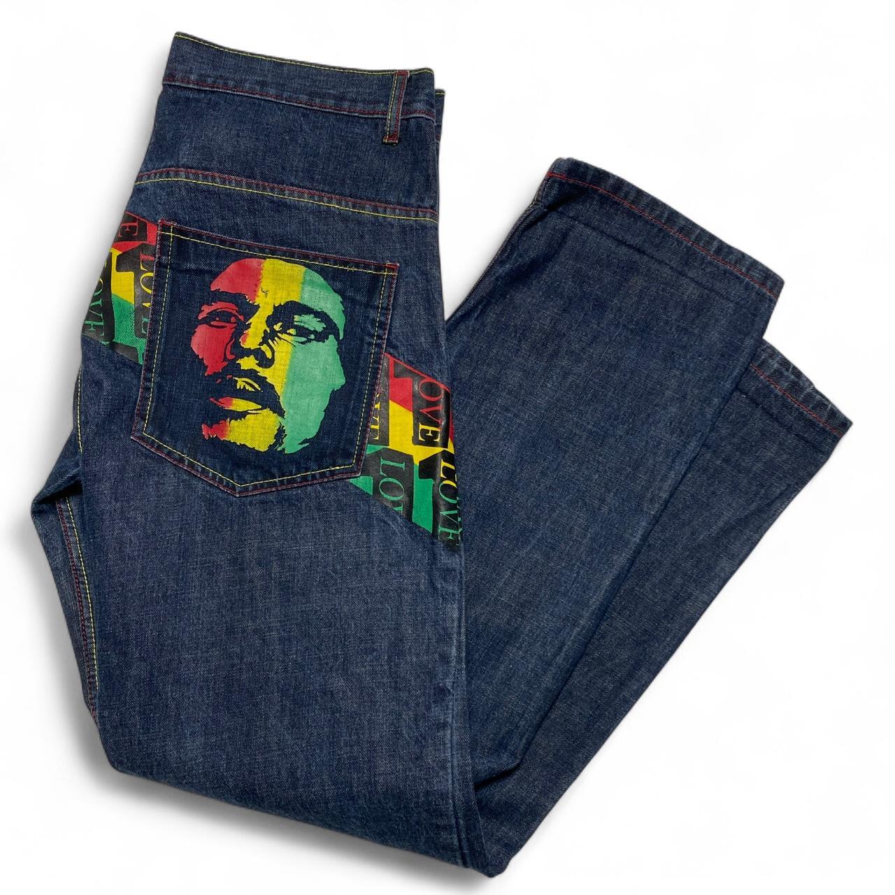 Bob Marley Rasta Vintage y2k Navy Jeans (36W)