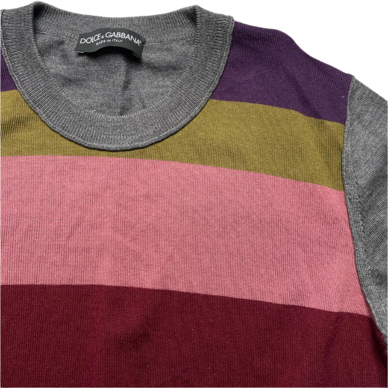Dolce and Gabbana Stripe Multi Colour Grey Jumper (M)