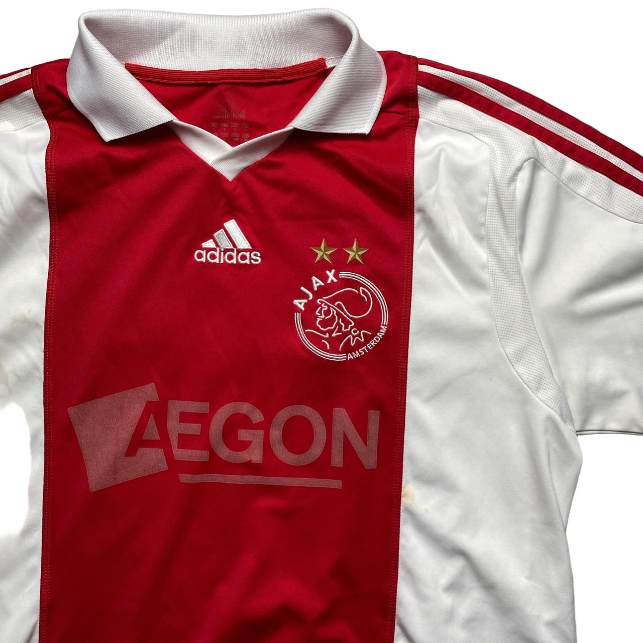 Adidas Ajax 2004/5 Vintage Football Jersey Red and White Suarez (L)