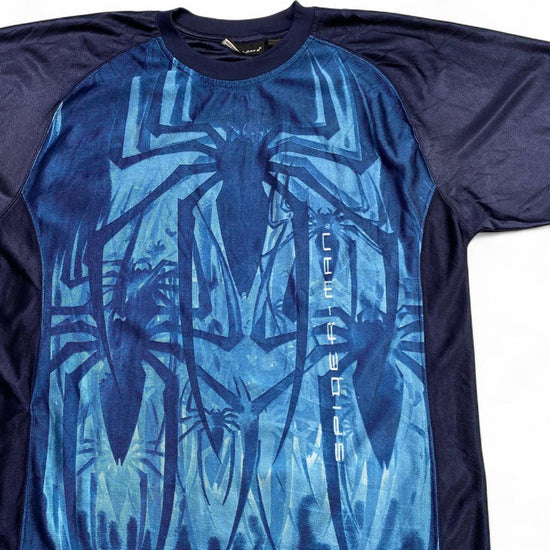 Spiderman Vintage y2k Navy Blue Jersey T Shirt (XL)
