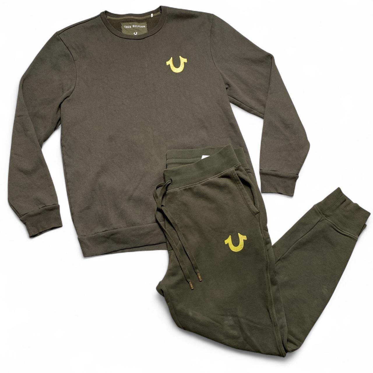True Religion Khaki Green Jumper and Joggers Tracksuit