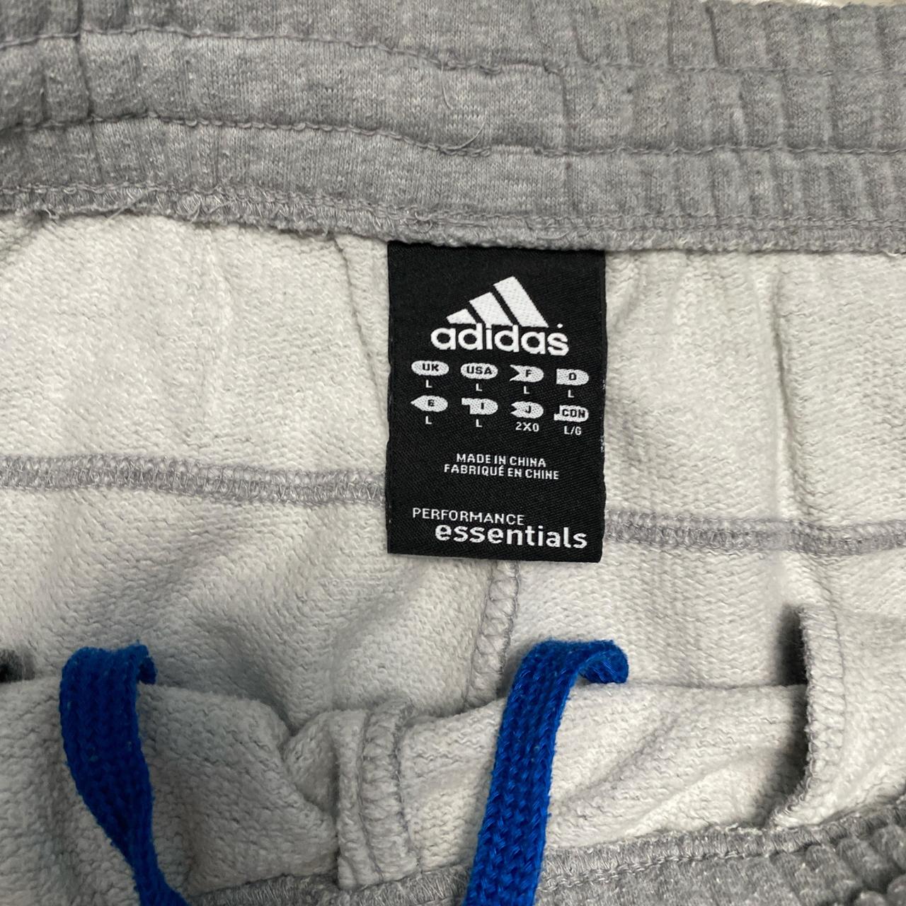 Adidas Grey and Blue Performance Essentials Baggy Joggers (S)