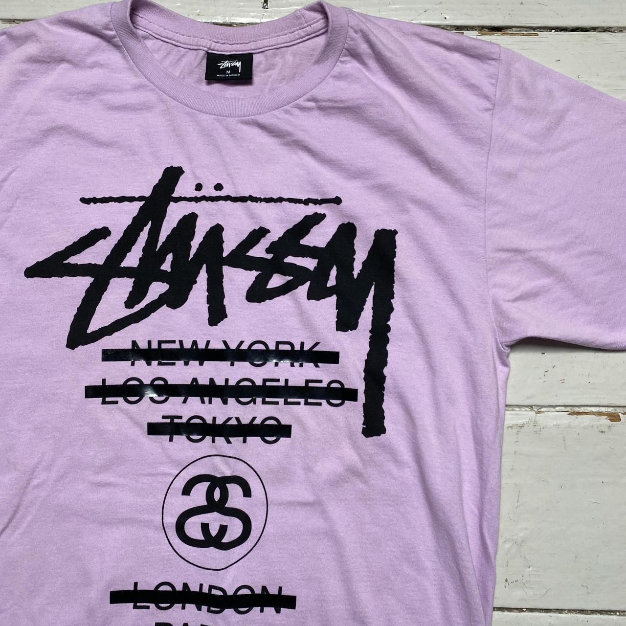 Stussy Lavender Purple and Black T Shirt (M)