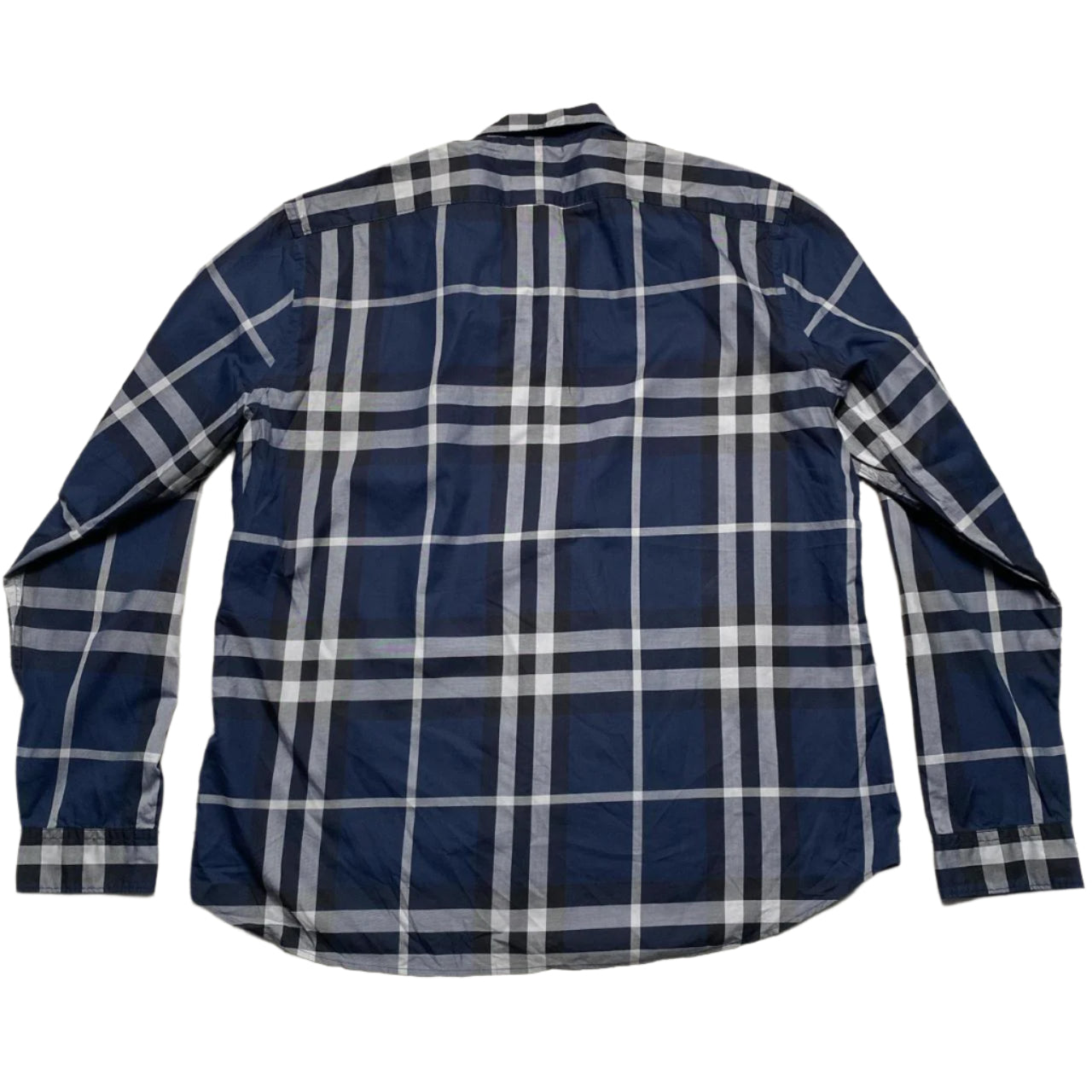 Burberry Nova Check Navy Blue Black and White Long Sleeve Shirt (2XL)