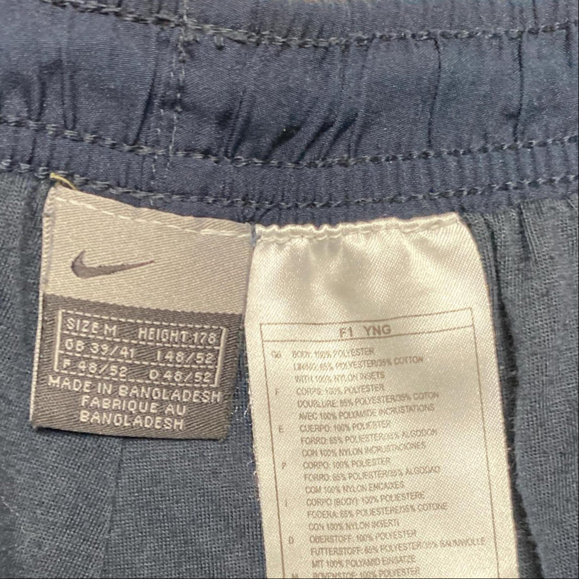 Nike Navy and White Double Swoosh Shell Trackpant Nylon Bottoms (M)