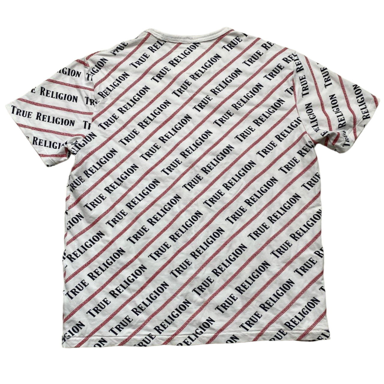 True Religion Red Contrast Stitch White and Black T Shirt (L)