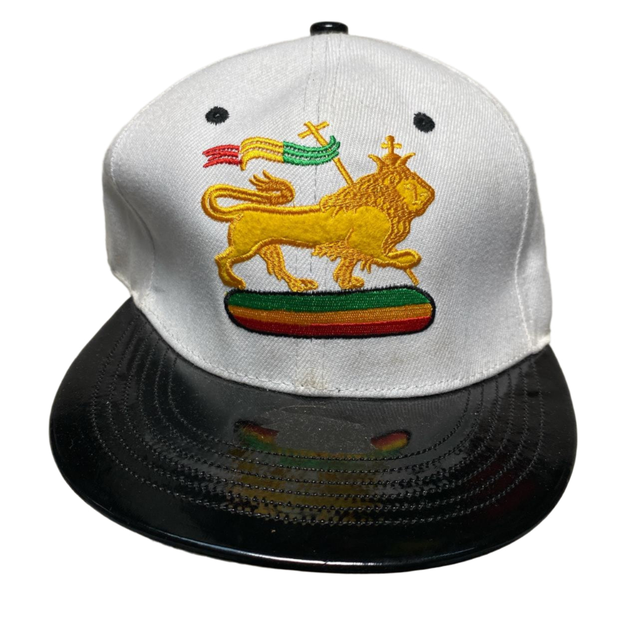 Raw Blue Rasta Lion White and Black Snapback Cap