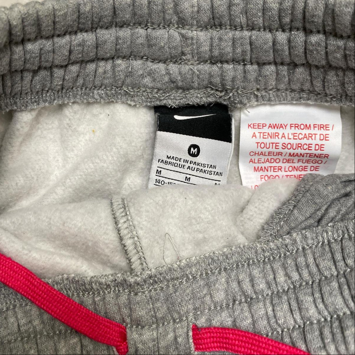 Nike Grey and Pink Swoosh Baggy Joggers (XS)