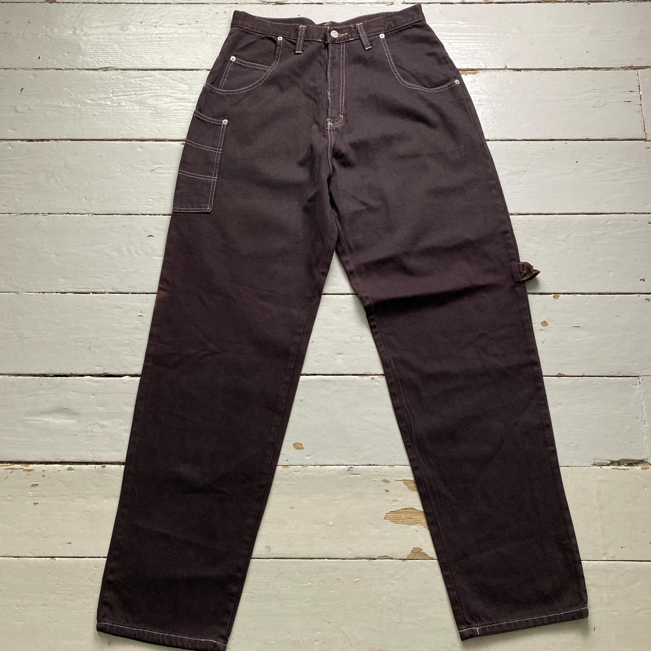 AMC Jeanswear Vintage 90’s Baggy Brown White Stitch Cargo Carpenter Jeans
