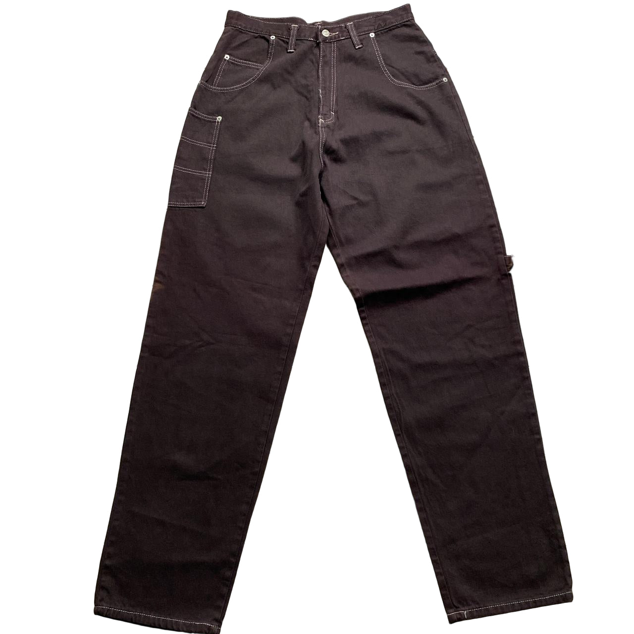 AMC Jeanswear Vintage 90’s Baggy Brown White Stitch Cargo Carpenter Jeans (32W)