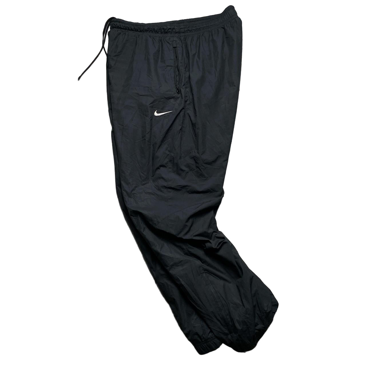 Nike Black and White Swoosh Shell Trackpant Baggy Bottoms (L)