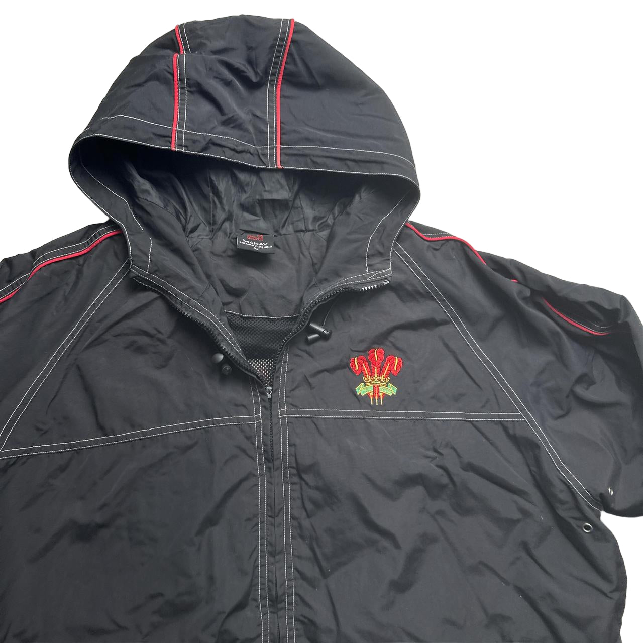 Wales Rugby Windbreaker Jacket Black and Red )XL)