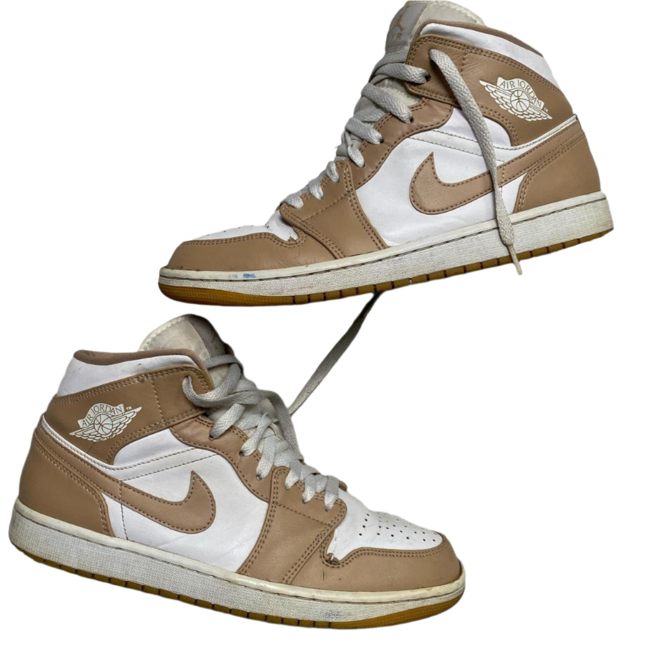 Jordan 1 Mid Beige and White High Trainers (UK 9.5)