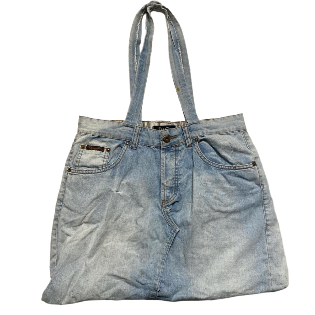 Dolce & Gabbana Vintage Big D&G Embroidery Denim Reworked Handbag