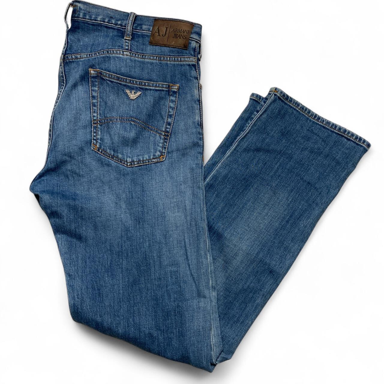 Armani Jeans J21 Light Blue Denim Straight Fit Jeans (36W)