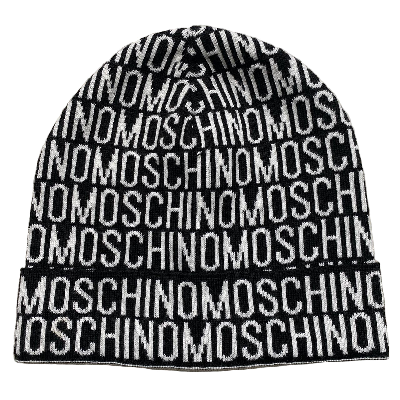 Moschino Monogram Black and White Beanie Vintage Hat
