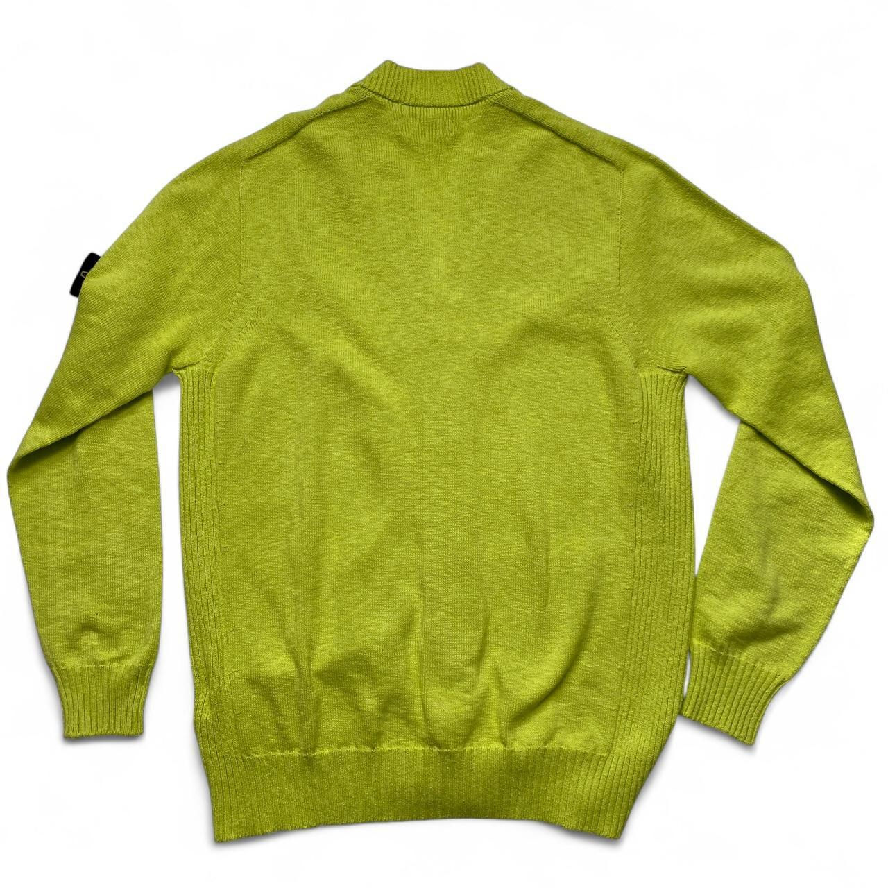 Stone Island Fluorescent Highlighter Yellow Lime Button Up Cardigan Jumper (L)