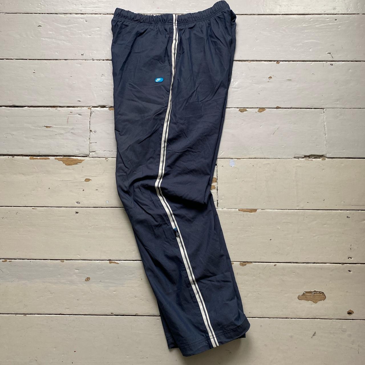 Nike Vintage Baggy Shell Track Pant Bottoms Navy and White