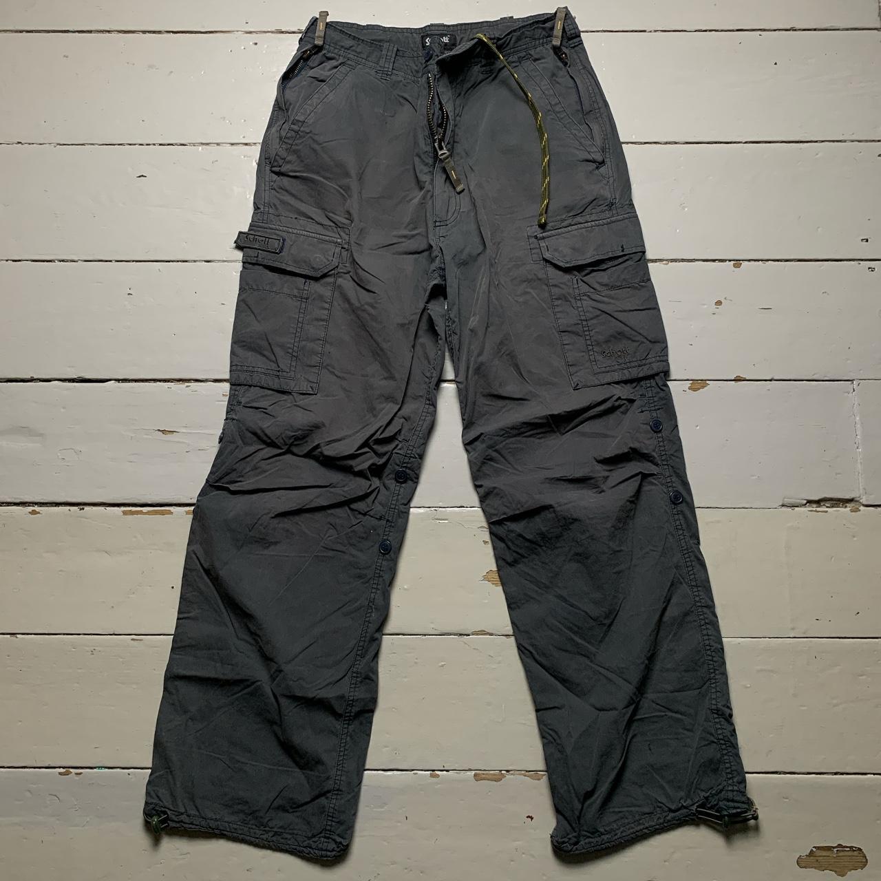 Schott USA Vintage Baggy Parachute Cargo Combat Trousers Grey