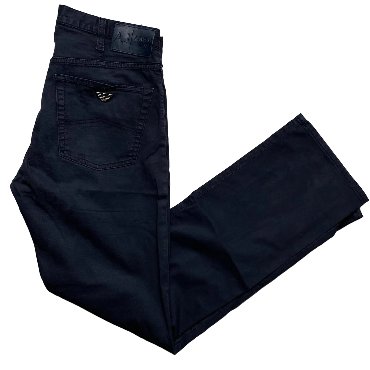Armani Navy Slim Straight Jean Trousers (32W)