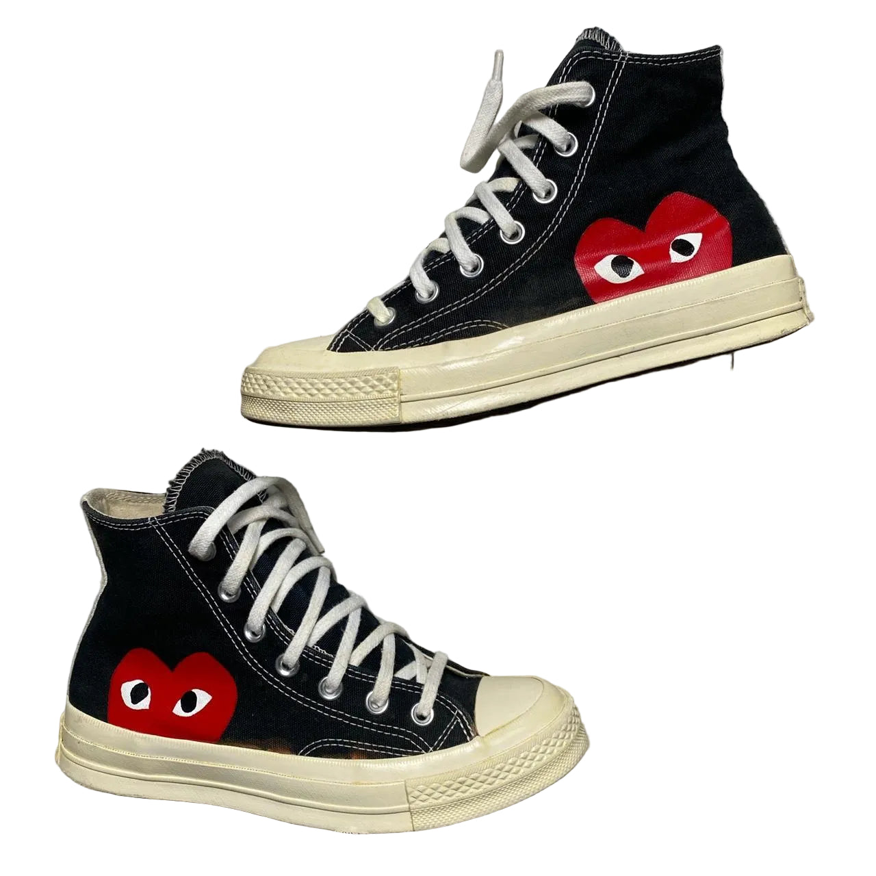 Comme Des Garcons Play Converse High Black and Cream (UK 5)