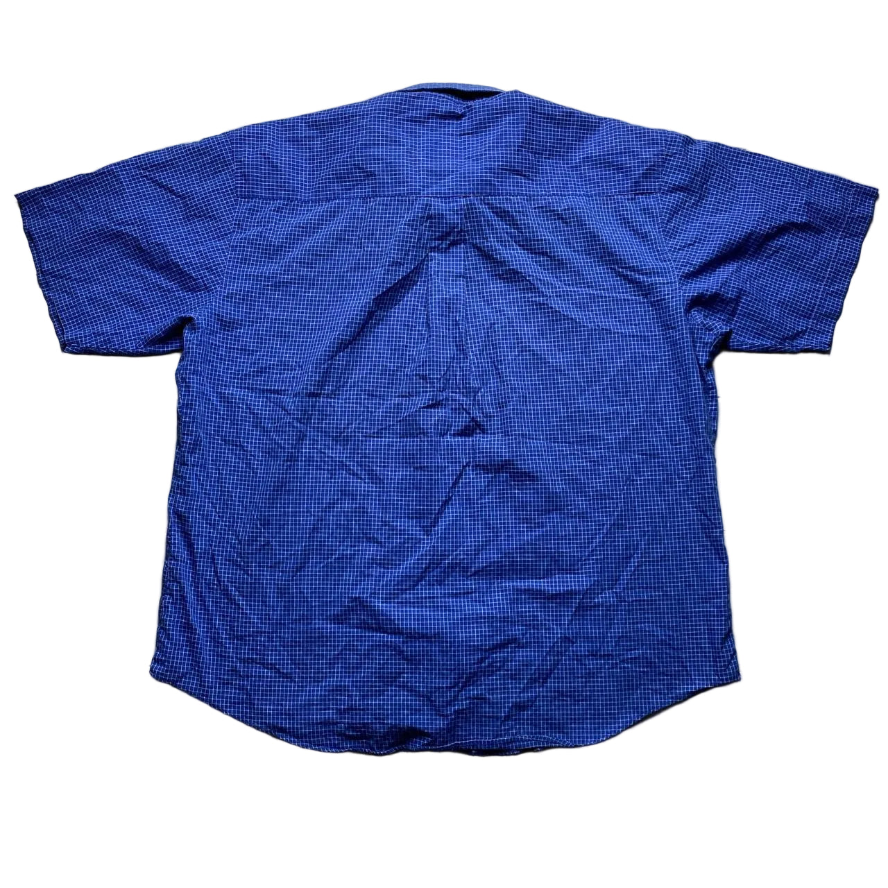Vintage 90’s Blue and White Grid Short Sleeve Shirt (XL)