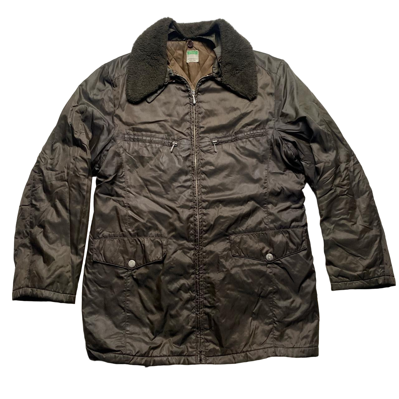United Colours of Benetton Brown Light Fur Trim Jacket (M)