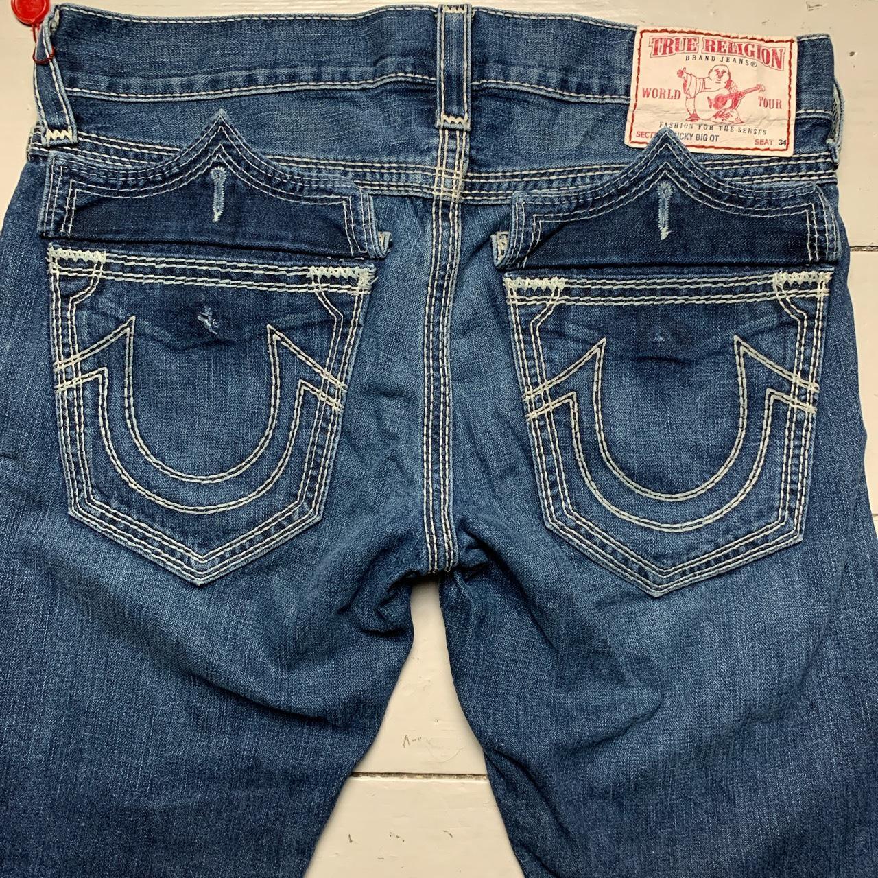 True Religion Ricky Big QT Navy and White Stitch Jeans