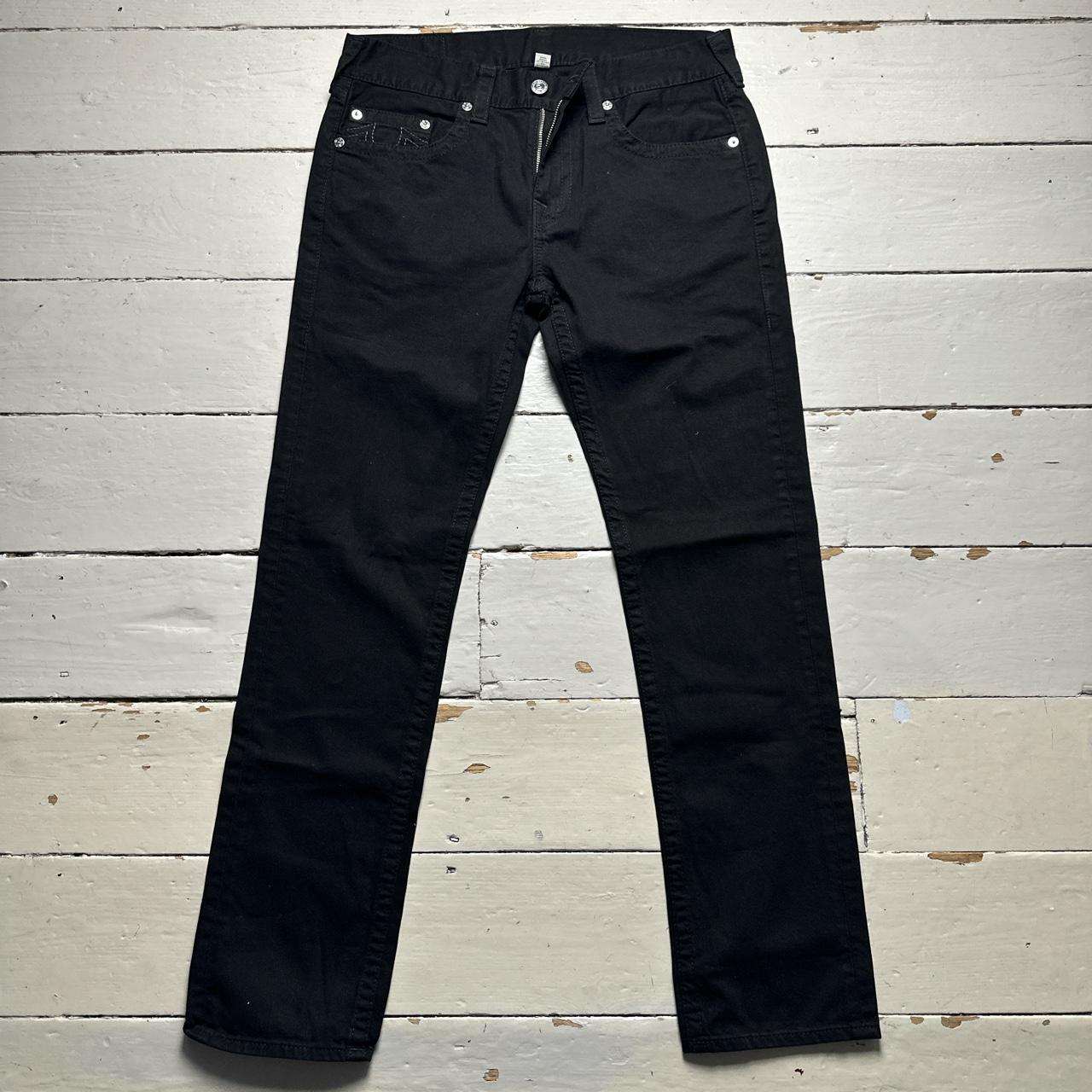 True Religion Black and White/Silver Stitch Jeans