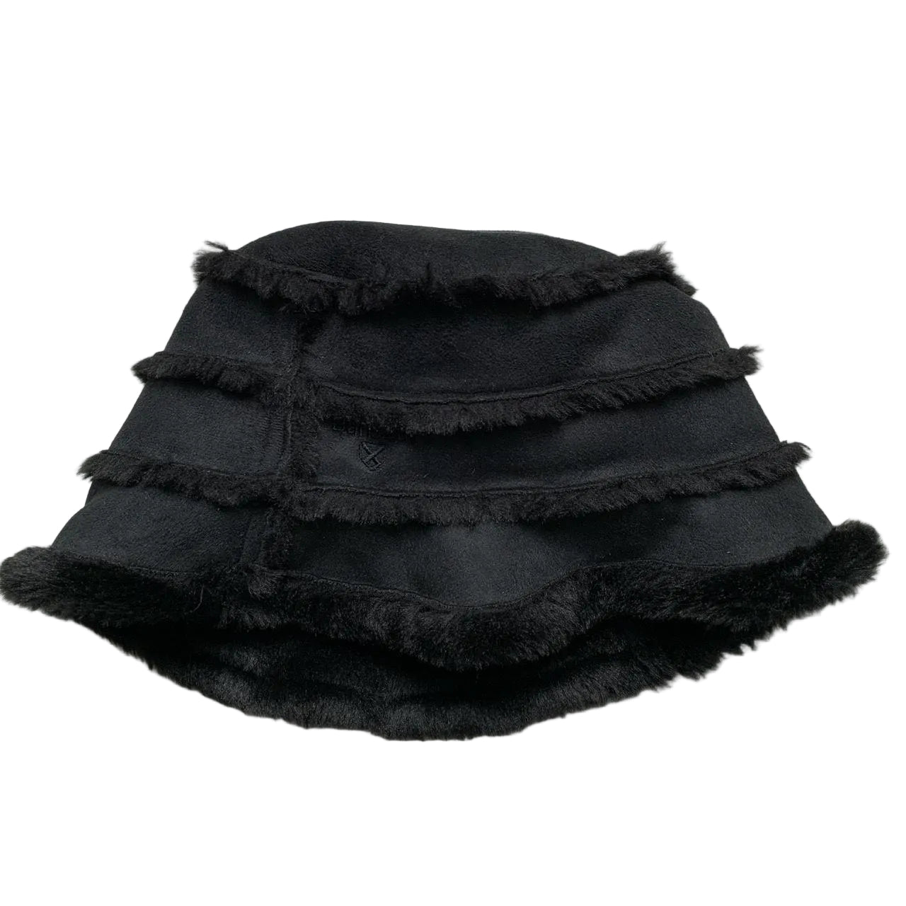 Barbour Black Suede Faux Fur Bucket Hat