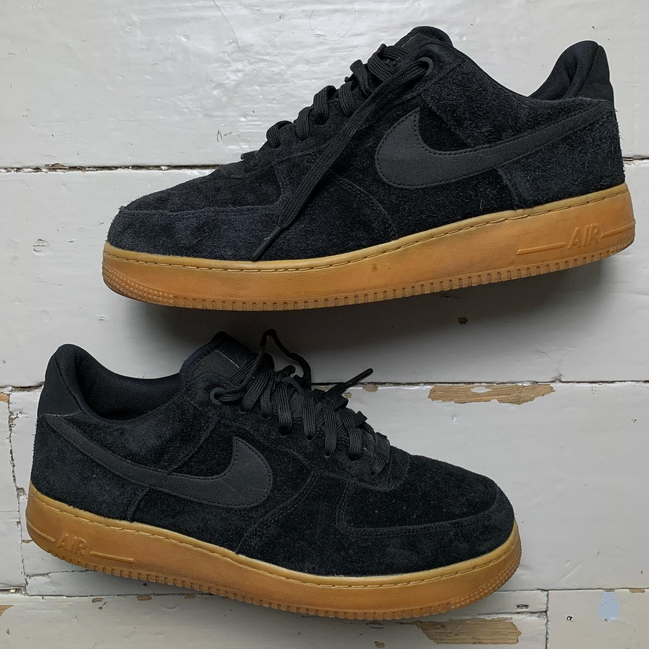 Nike Air Force 1 Black Suede and Gum Sole