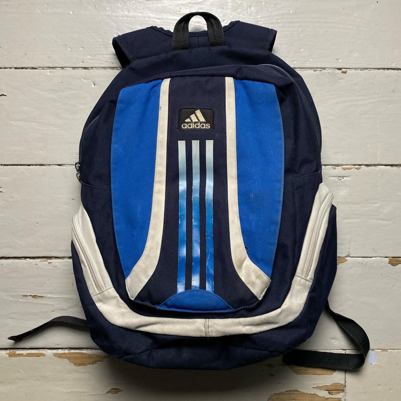 Adidas Blue and White Vintage Rucksack Bag Backpack