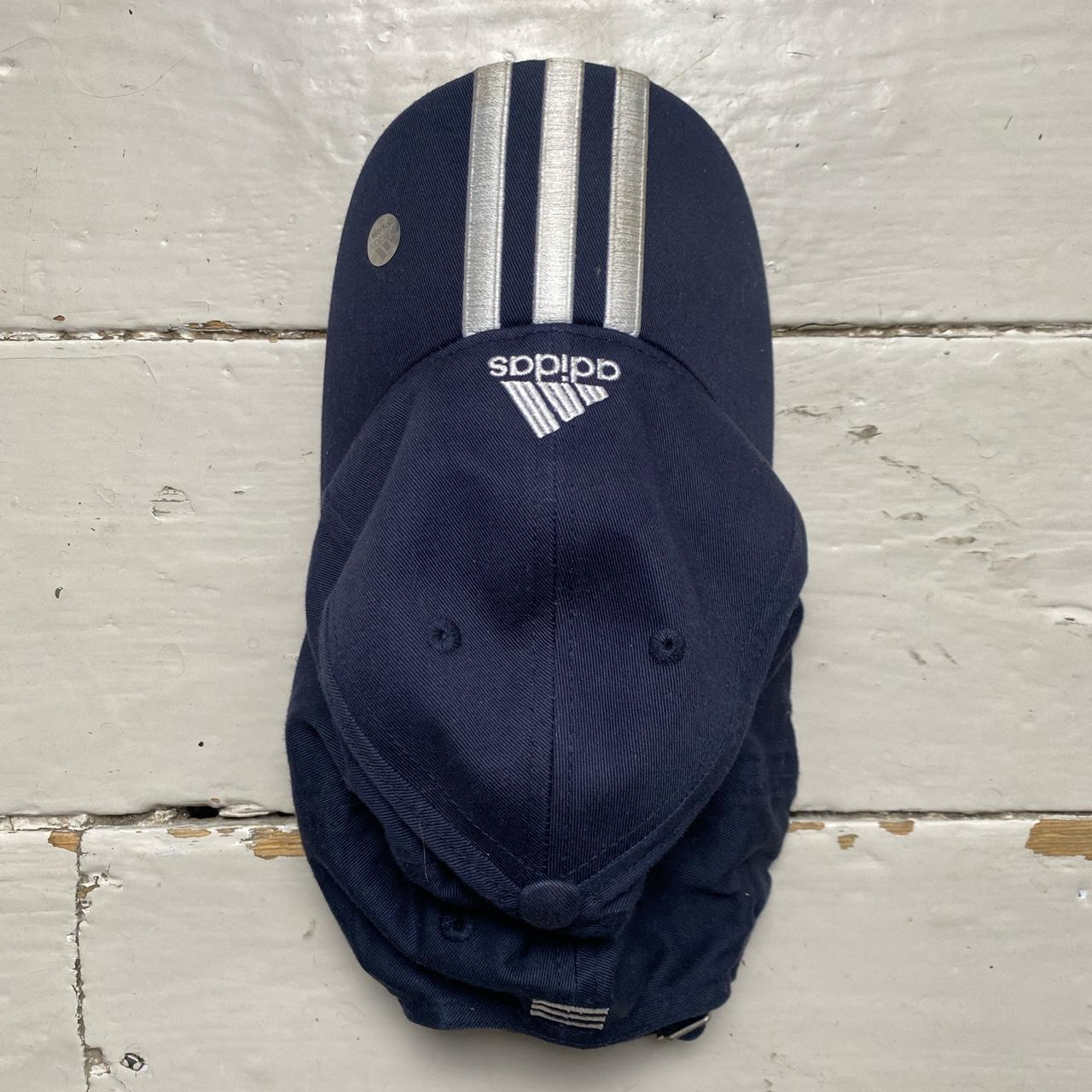 Adidas Navy and White 3 Stripe Cap