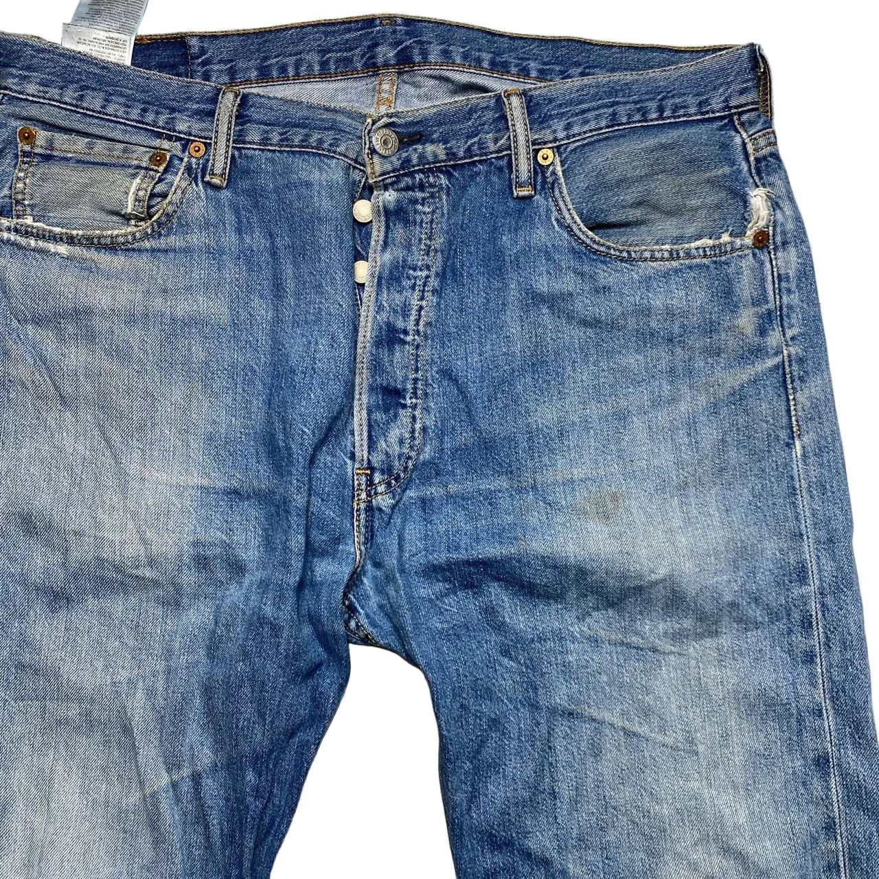 Levis 501 Light Blue Distressed Vintage Jeans (36W)