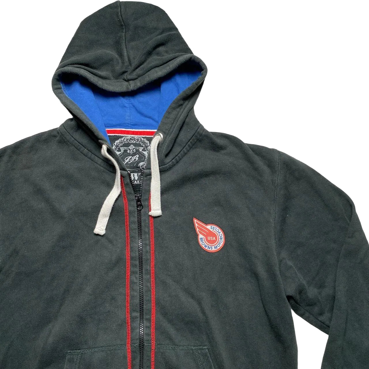 Browns Motorcycles Racing Green Blue and Red Hoodie (L)