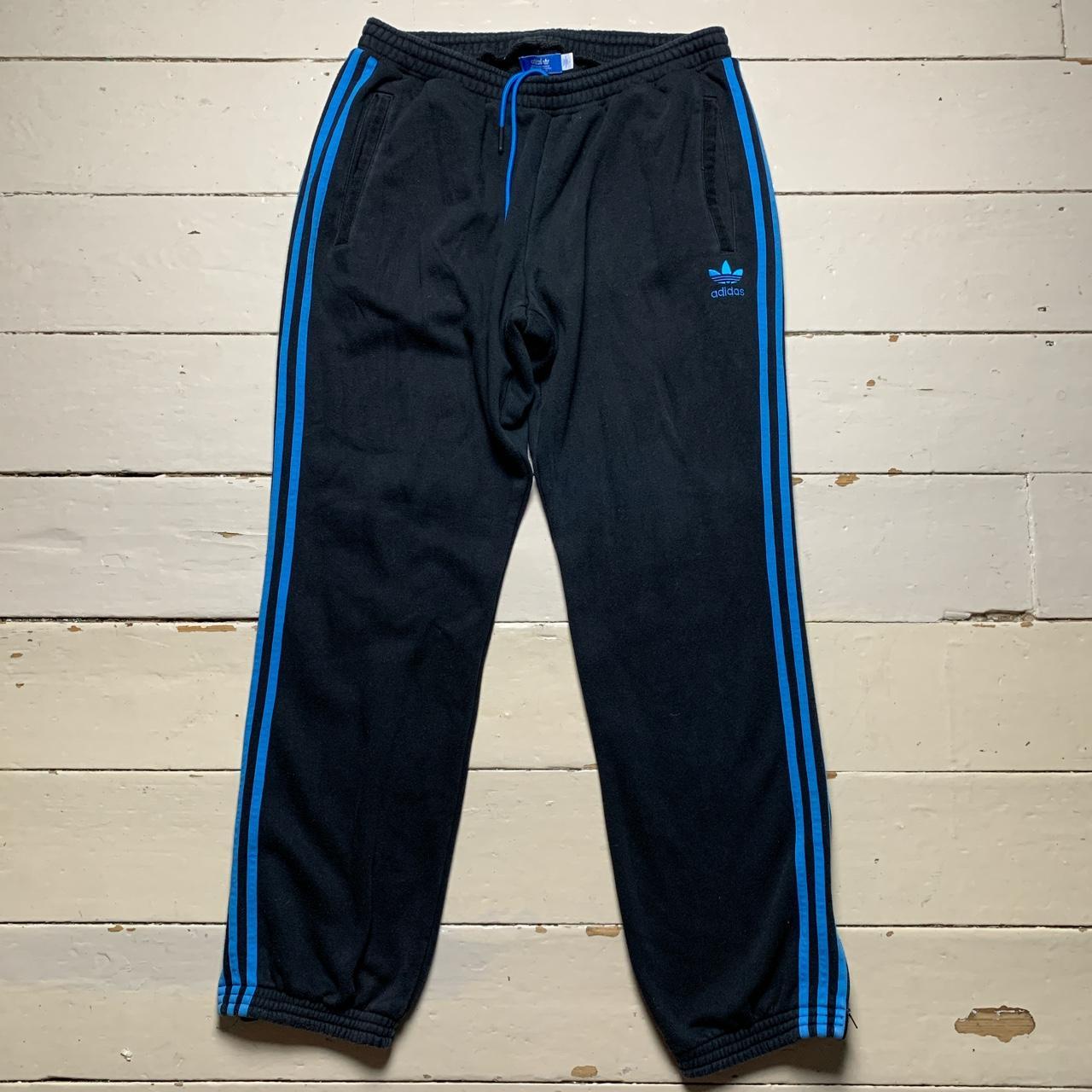 Adidas Originals Vintage Baggy Joggers Black and Blue Stripes