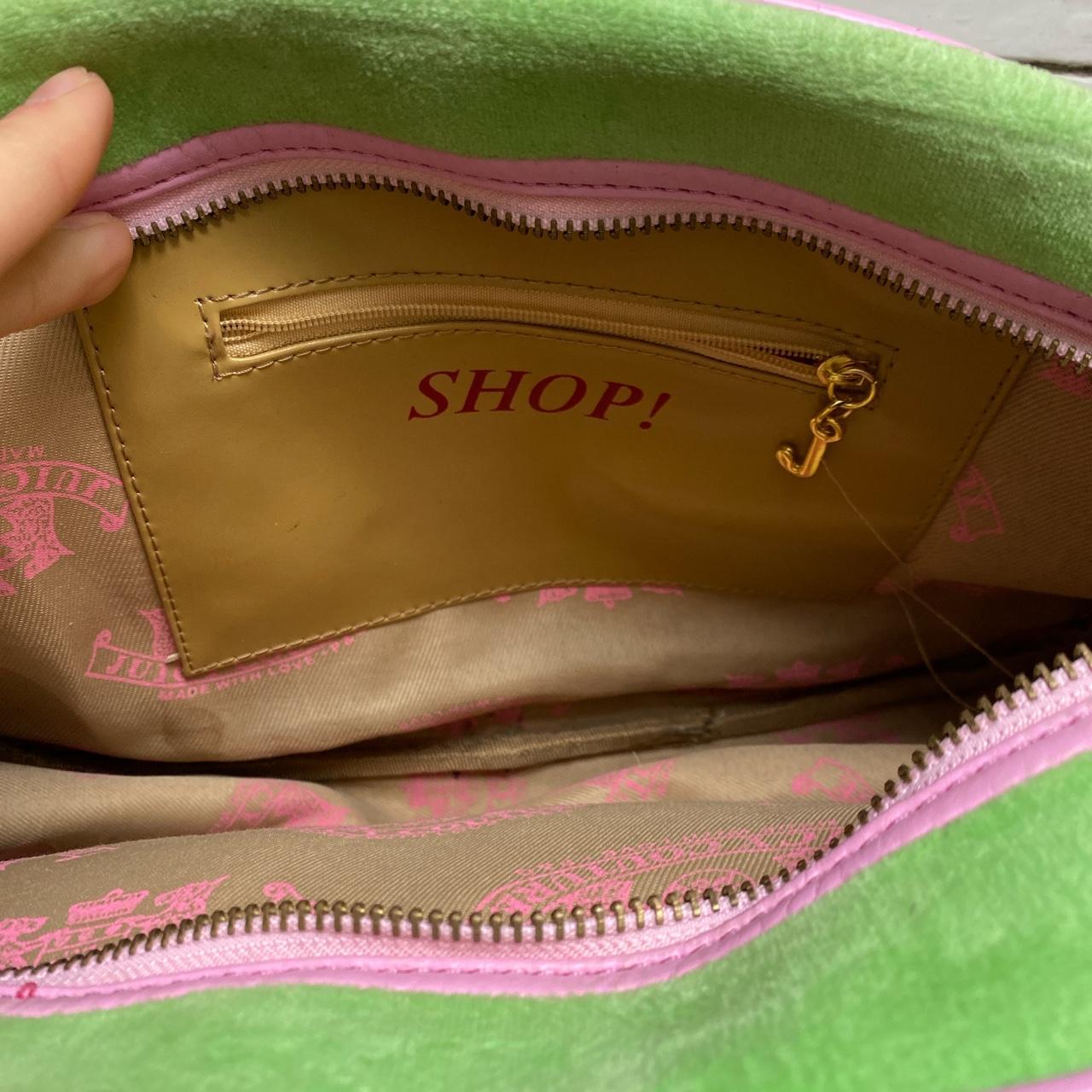 Juicy Couture Vintage Velour Shop Handbag Green and Pink