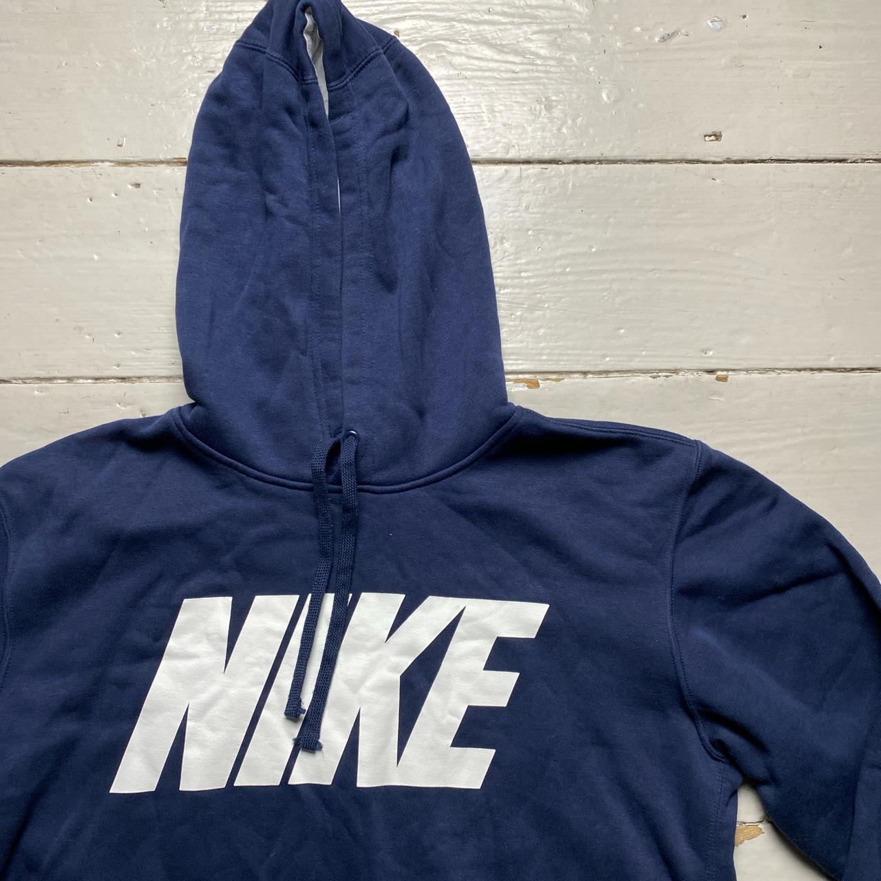 Nike Club Big Spellout Navy and White Hoodie