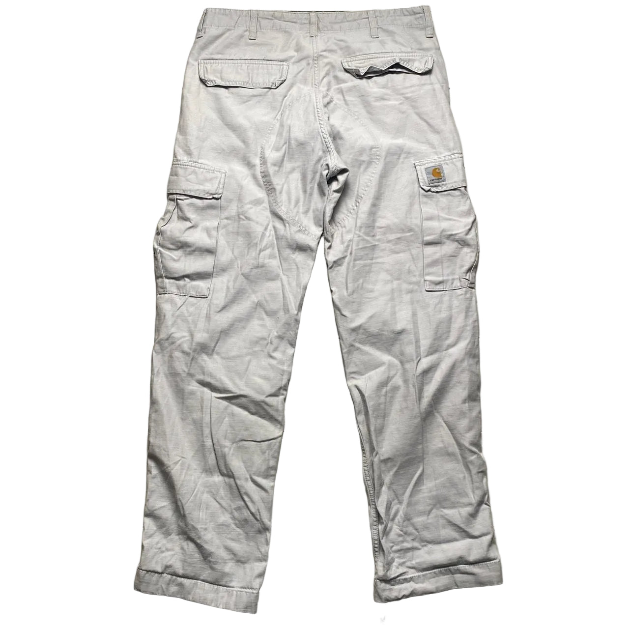 Carharrt WIP Light Grey White Regular Cargo Combat Pant Trousers (31W)