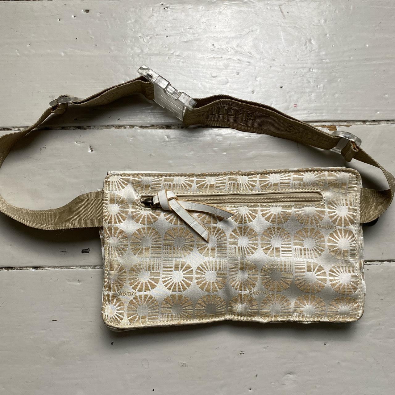 Akademiks Vintage White and Gold Pouch Fanny Pack