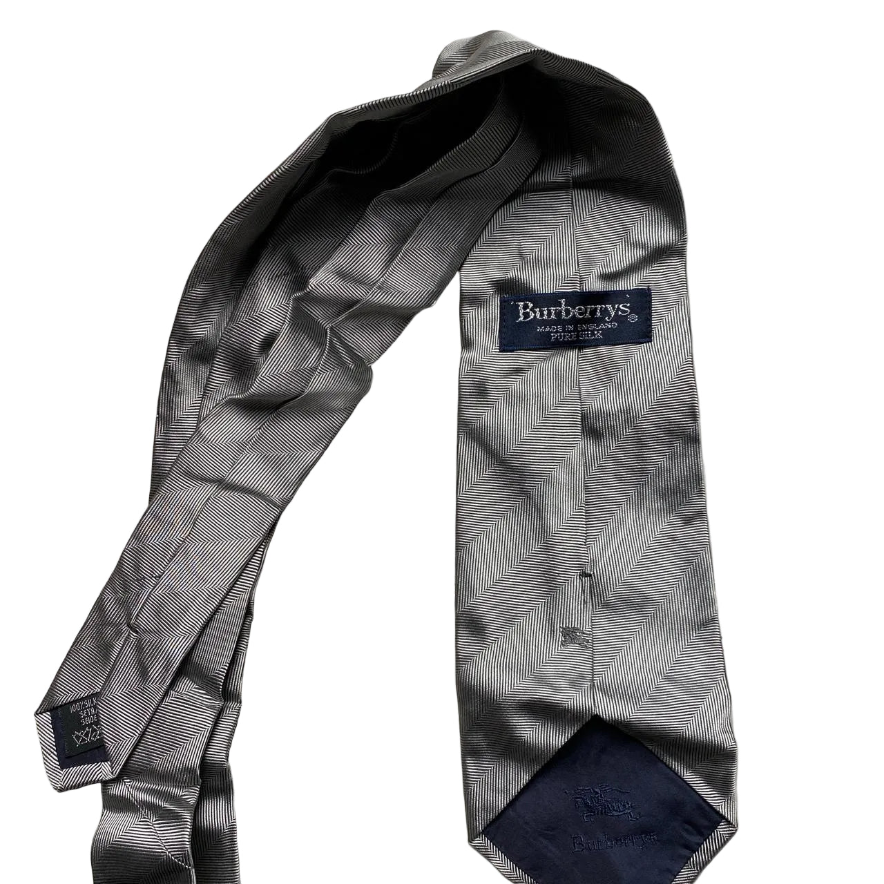 Burberry Burberrys Vintage Silk Silver Tie