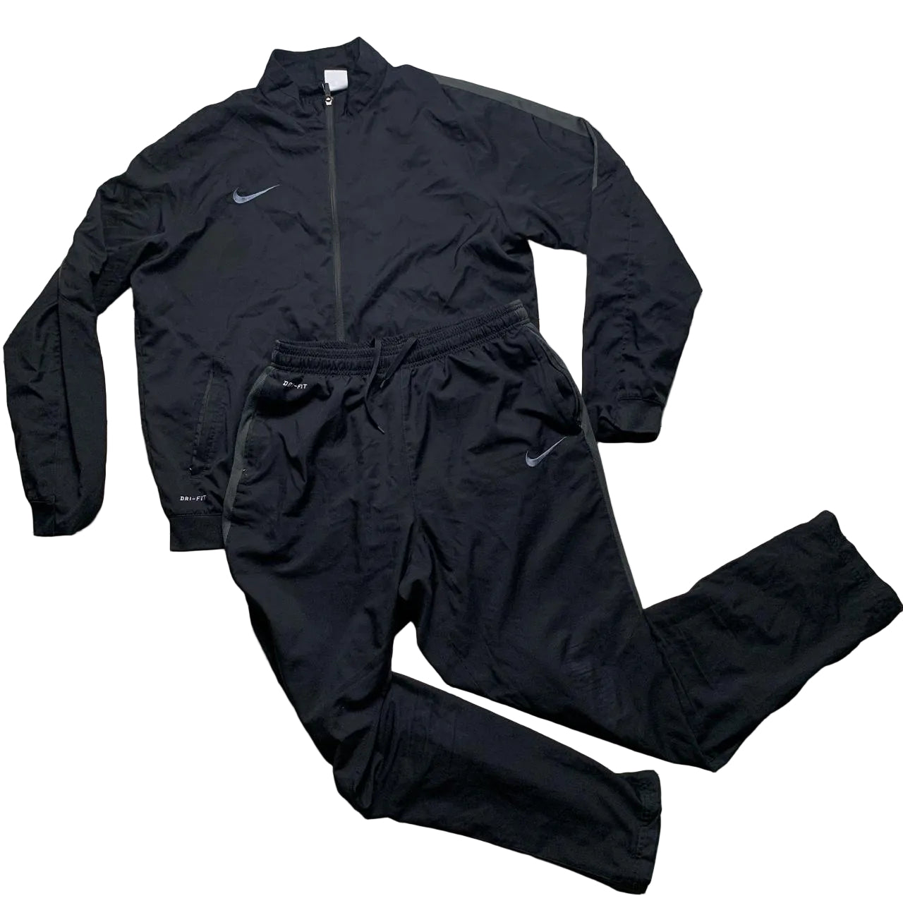 Nike Dri Fit Black and Grey Full Shell Track Pant Tracksuit (XL)
