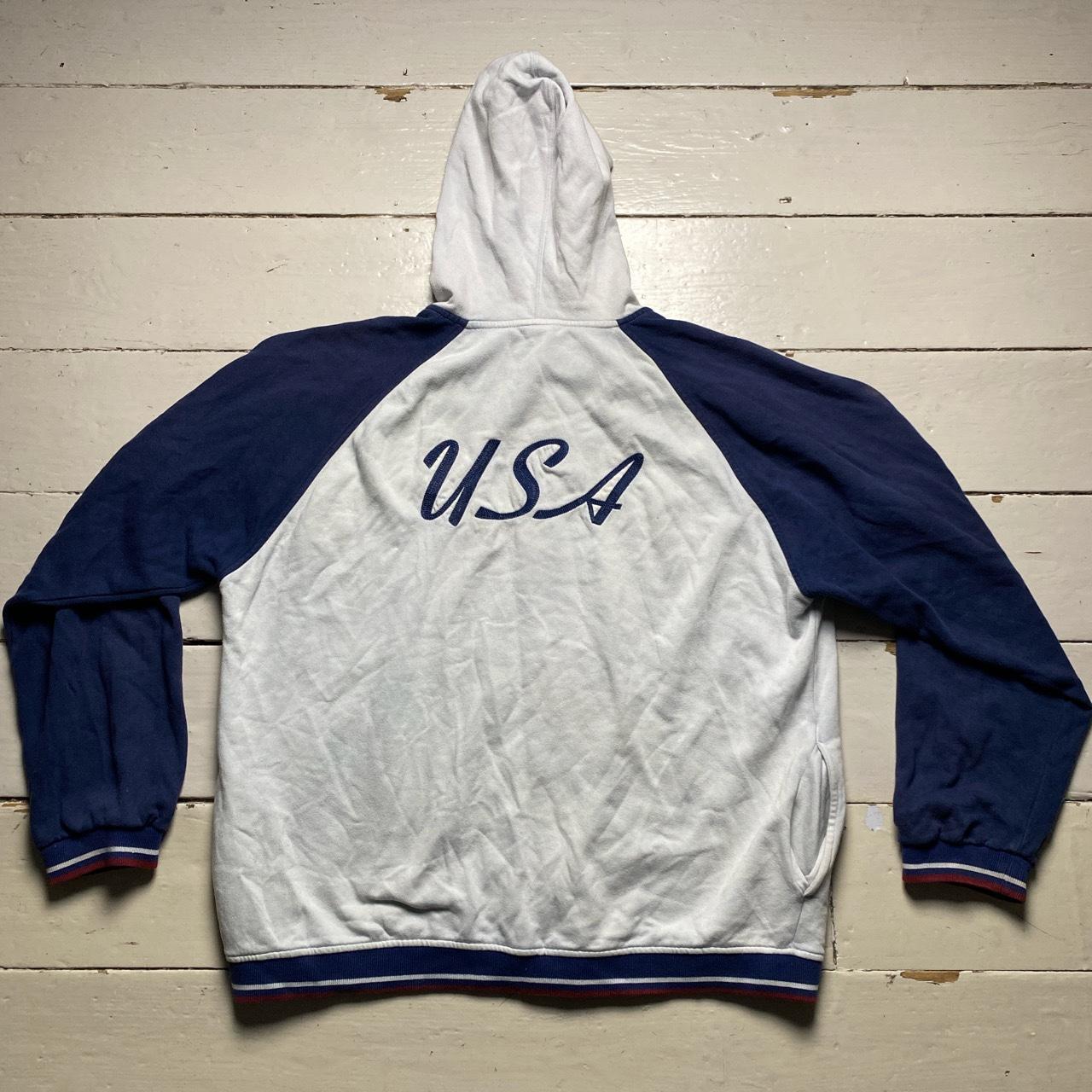 Nike USA Vintage Y2K Light Baby Blue and Navy Hoodie
