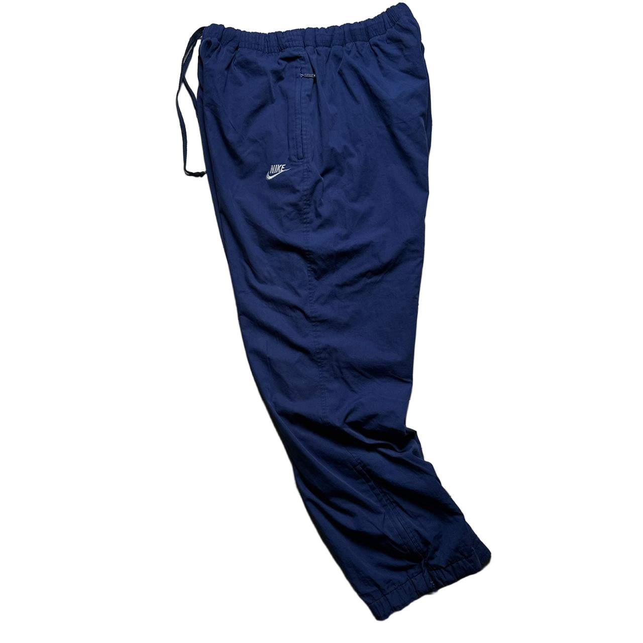 Nike Vintage 90’s Navy and White Shell Tracpant Baggy Bottoms (L)